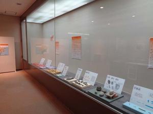 石器展の様子、大きなショーケース