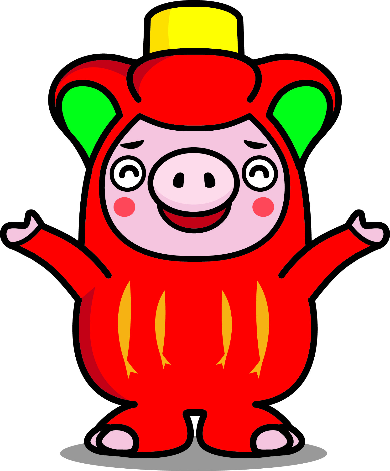 環境に優しい住宅を見て喜ぶオオフナトンのイラストです