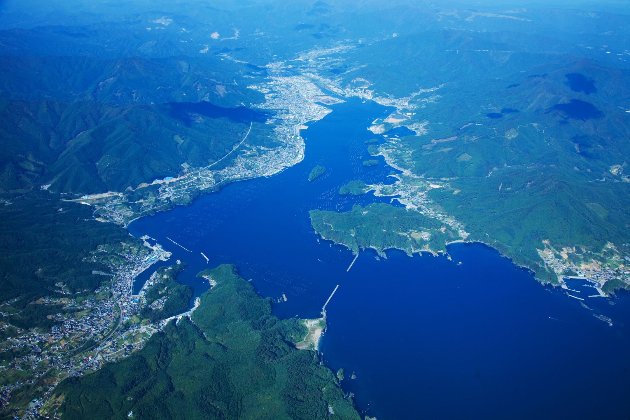 大船渡湾全体の俯瞰画像
