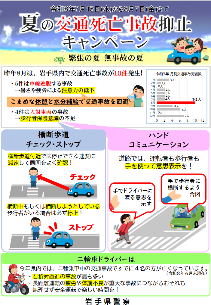 チラシ「夏の交通死亡事故抑止キャンペーン」