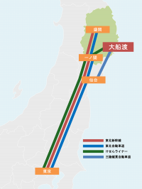 アクセスマップ（東京から大船渡）